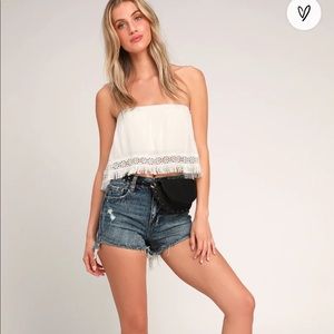 California white fridge strapless crop top